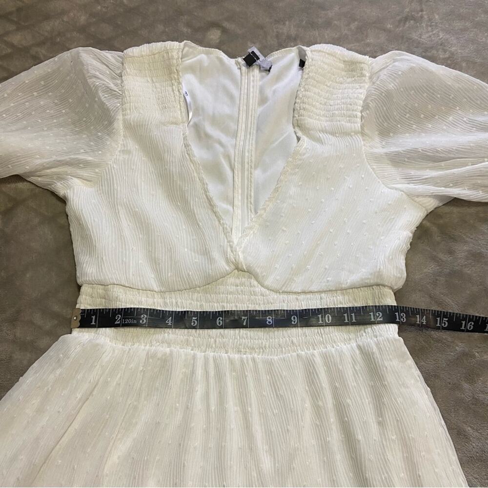 NWOT Lulus Tier to Please White Puff Sleeve Swiss Dot Midi Dress - Picture 7 of 9